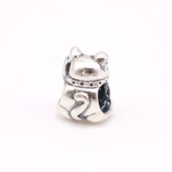 Silver Cat Charm with Pink Heart - Picture 4 of 5